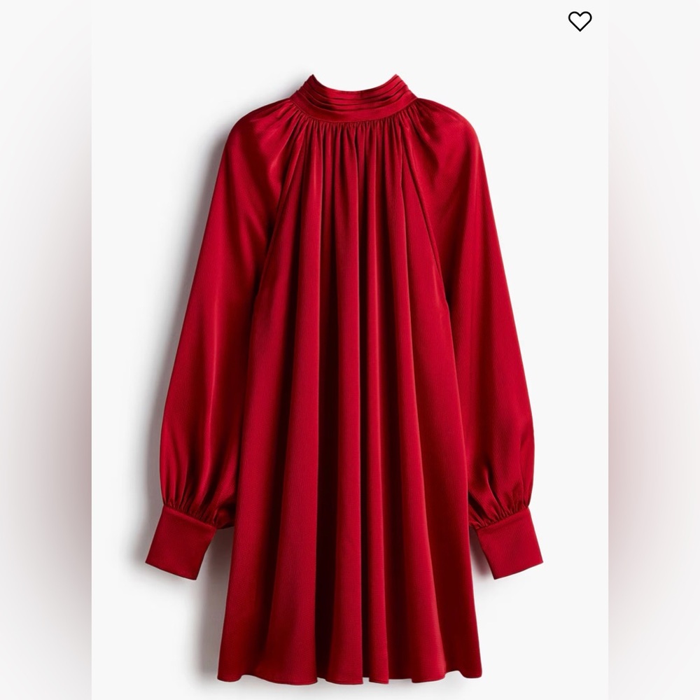 H&M Red Mini Dress with Long Sleeves